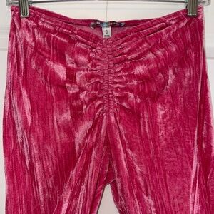 Urban Outfitters Pink Velour Low Rise Scrunch Flare Pants Small
